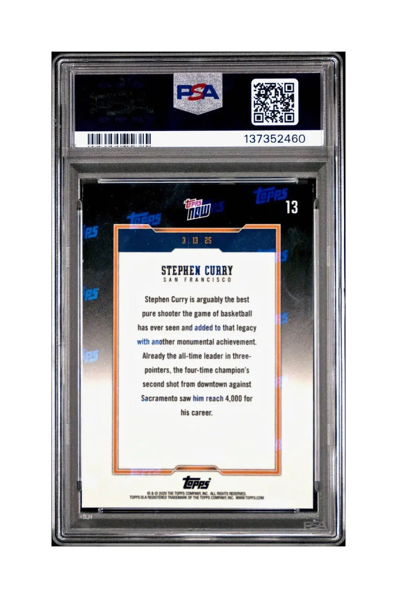 Stephen Curry 2024 Topps Now 4000 Career 3 Pointers #13 PSA 9 Mint