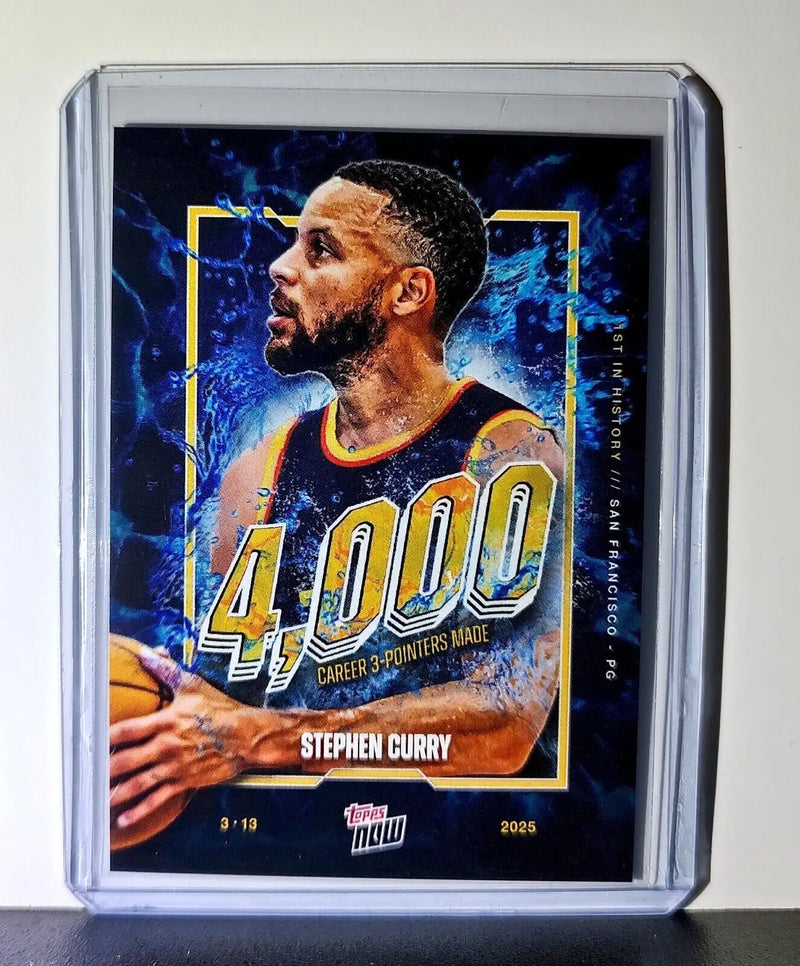 Stephen Curry 4000 Career 3 Pointers Topps Now NBA #13 Basketball Card Warriors