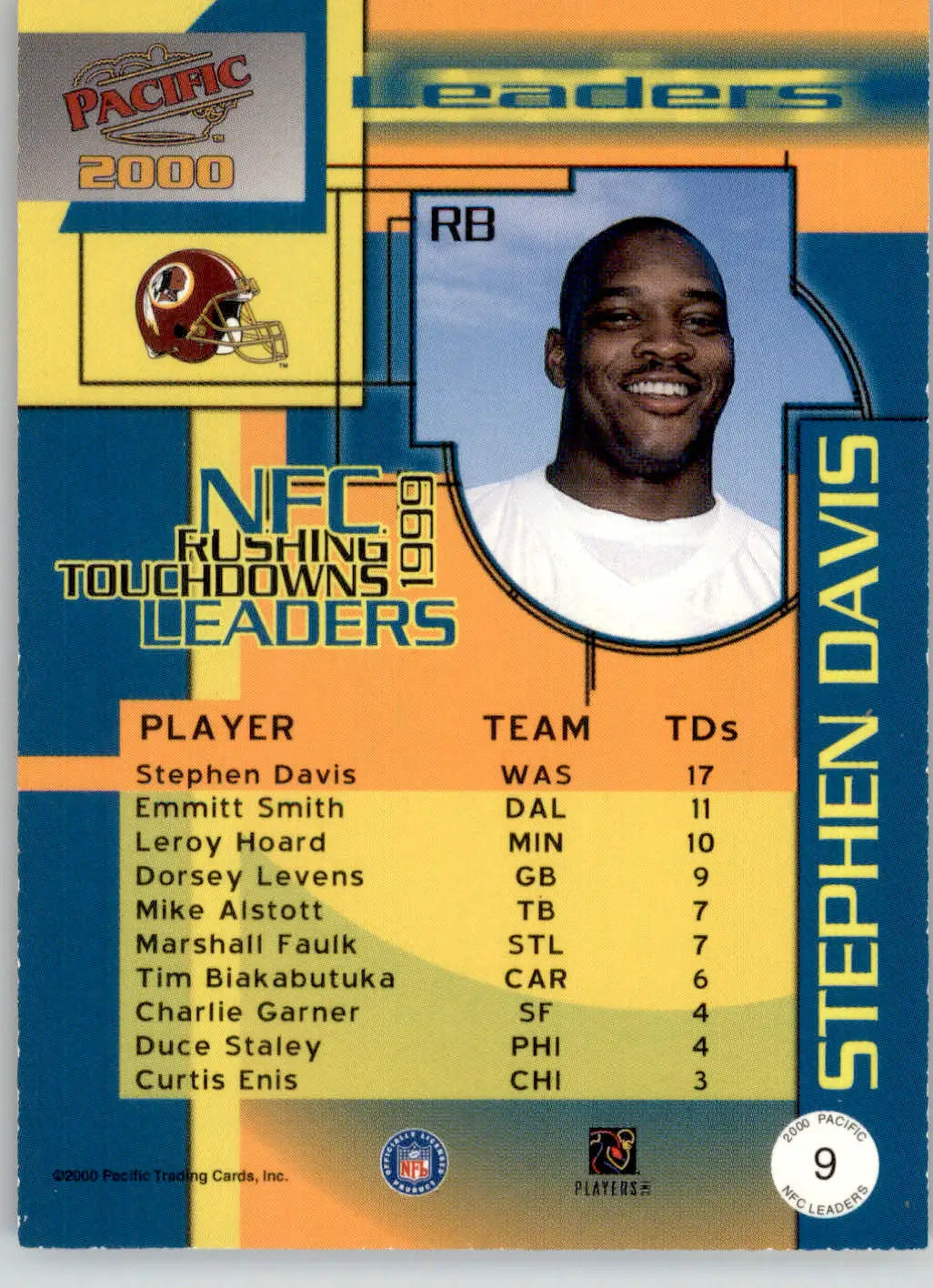 Stephen Davis - 2000 Pacific - #9 - NFC Leaders Football - Football Card Single