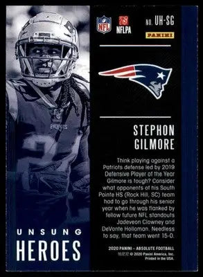 Stephon Gilmore 2020 Panini Absolute Unsung Heroes #UH-SG New England Patriots