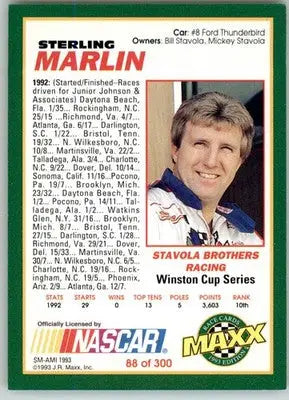 Sterling Marlin - 1993 Maxx - #88 - Racing - Racing Card Single