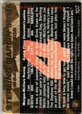 Sterling Marlin - 1994 Action Packed - #107 - Racing - Racing Card Single