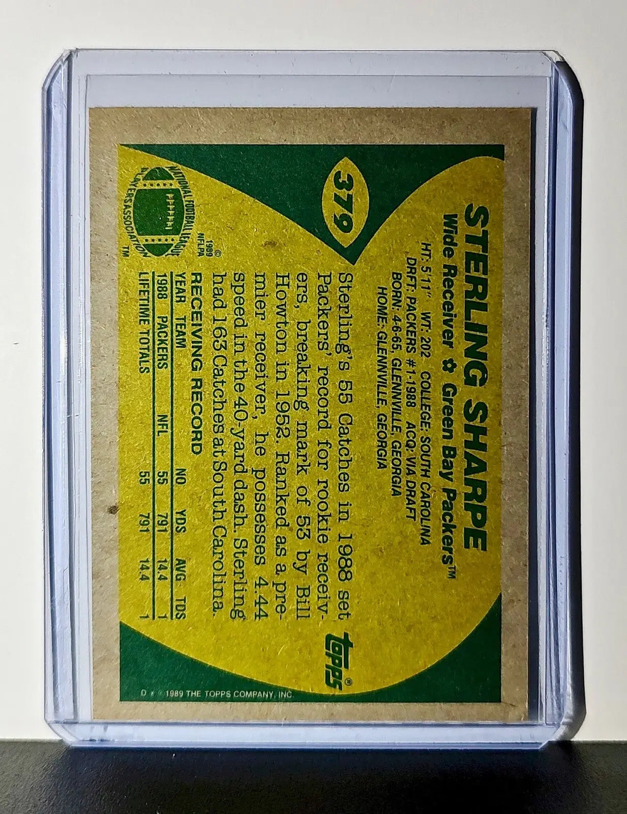 Sterling Sharpe 1989 Topps NFL #379 Card Green Bay Packers - Football Card Single