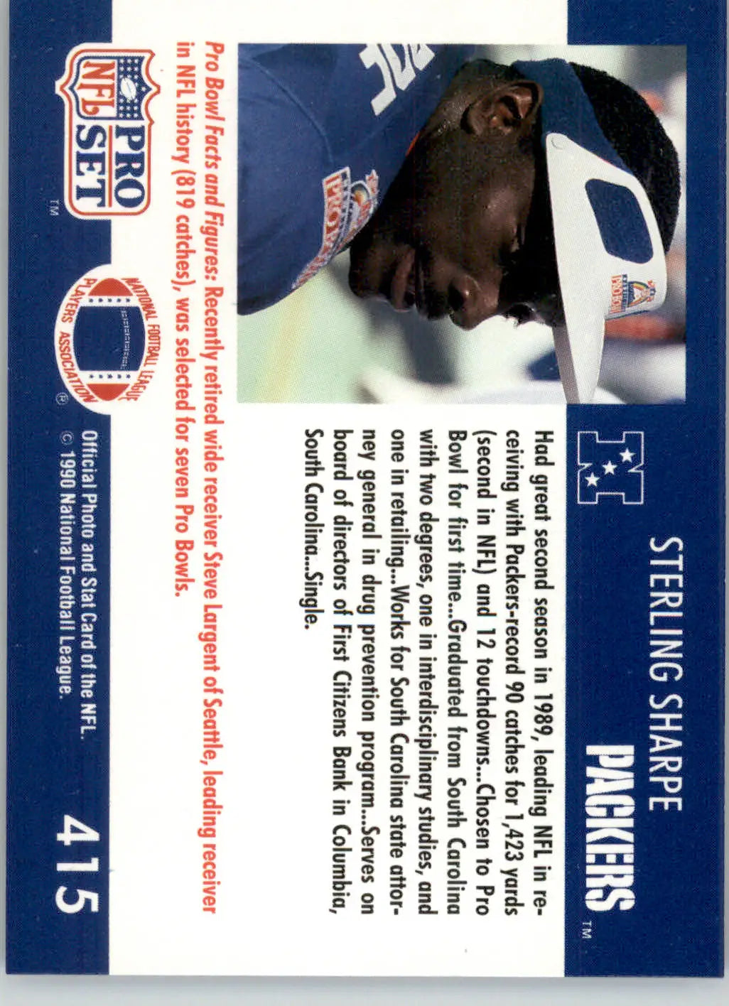 Sterling Sharpe - 1990 Pro Set - #415 - Football - Football Card Single
