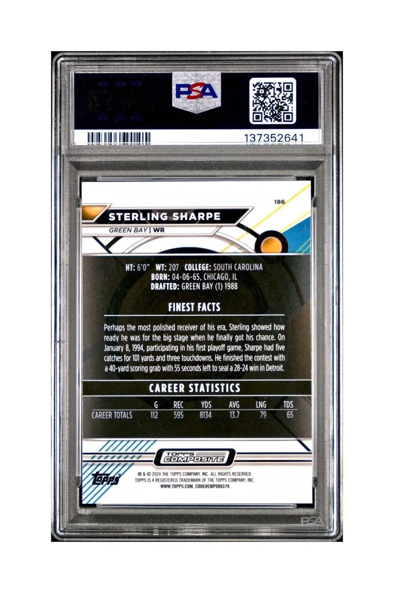 Sterling Sharpe 2023 Topps 025/325 Finest #186 Sky Blue Refractor PSA 10 Gem