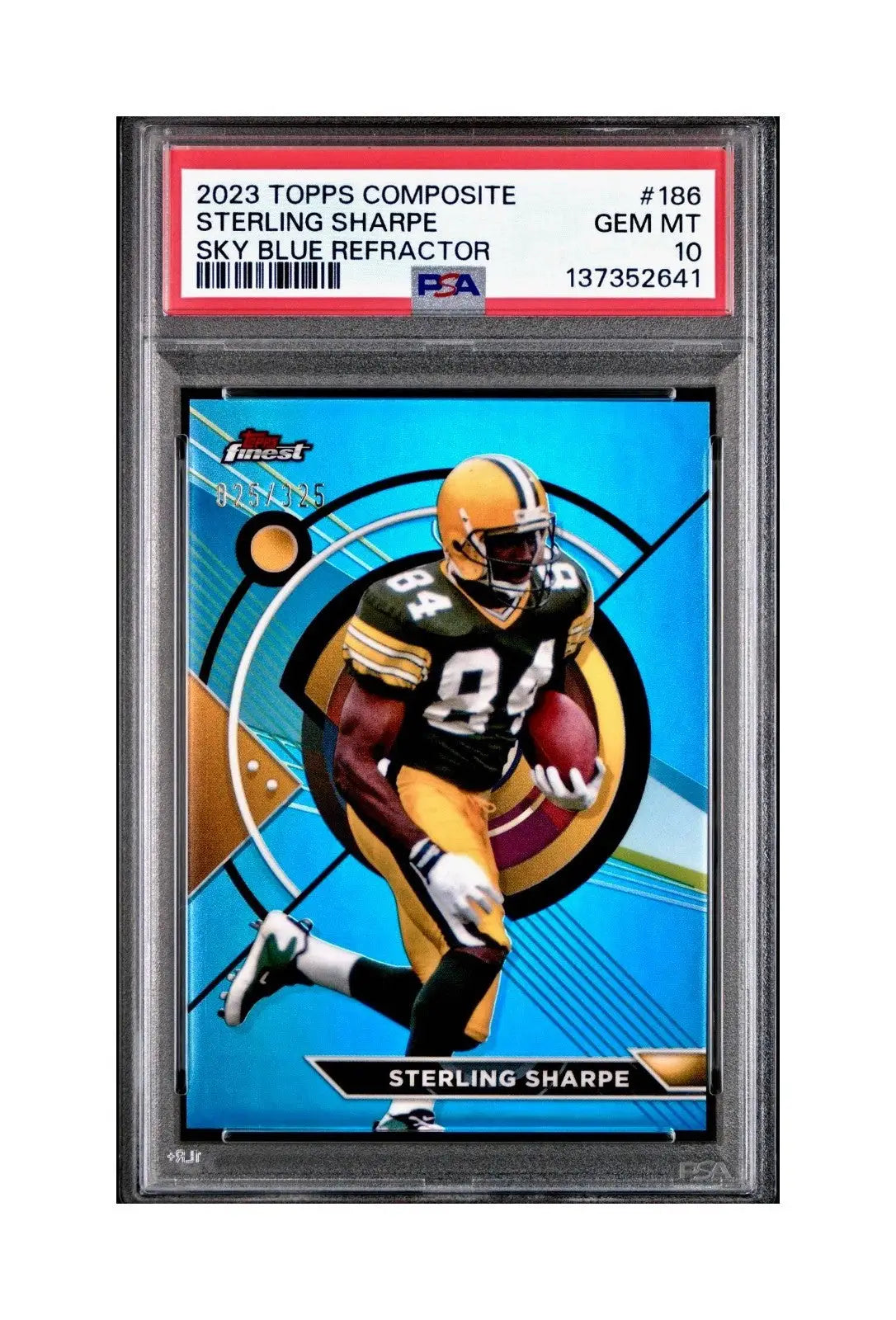 Sterling Sharpe 2023 Topps 025/325 Finest #186 Sky Blue Refractor PSA 10 Gem - Football Card Single