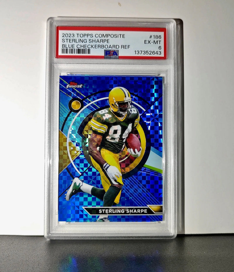 Sterling Sharpe 2023 Topps 64/99 Finest #186 Blue Checkerboard Refractor PSA 6