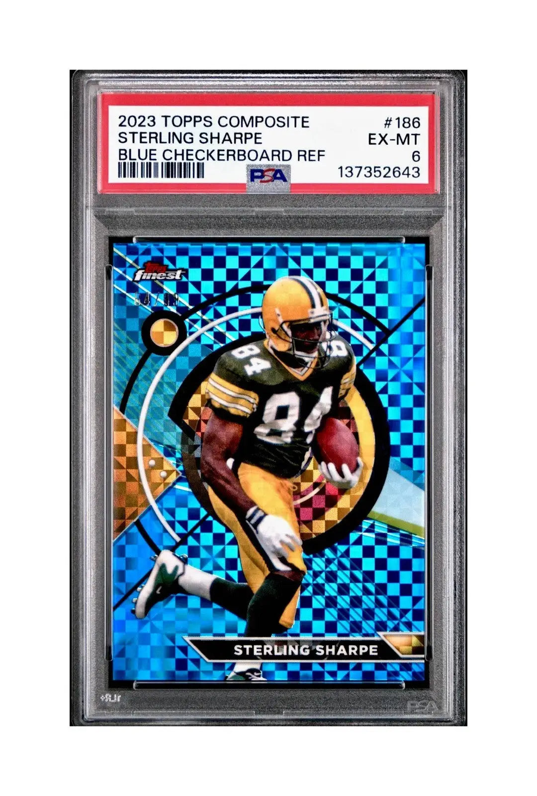 Sterling Sharpe 2023 Topps 64/99 Finest #186 Blue Checkerboard Refractor PSA 6