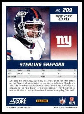 Sterling Shepard 2024 Score #209 New York Giants