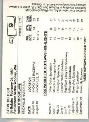 Steve Beitler - 1990 World of Outlaws - #9 - Racing - Racing Card Single