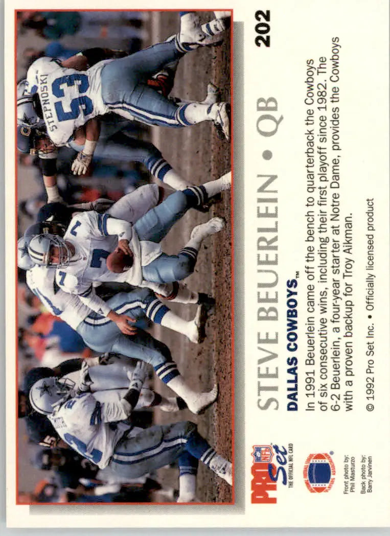 Steve Beuerlein - 1992 Pro Set Power - #202 - Football - Football Card Single