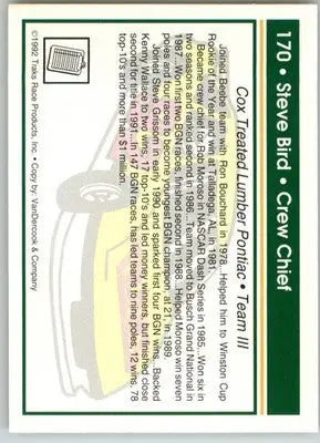 Steve Bird - 1992 Traks - #170 - Racing - Racing Card Single