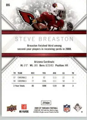 Steve Breaston - 2009 SP Threads - #86 - Football - Football Card Single