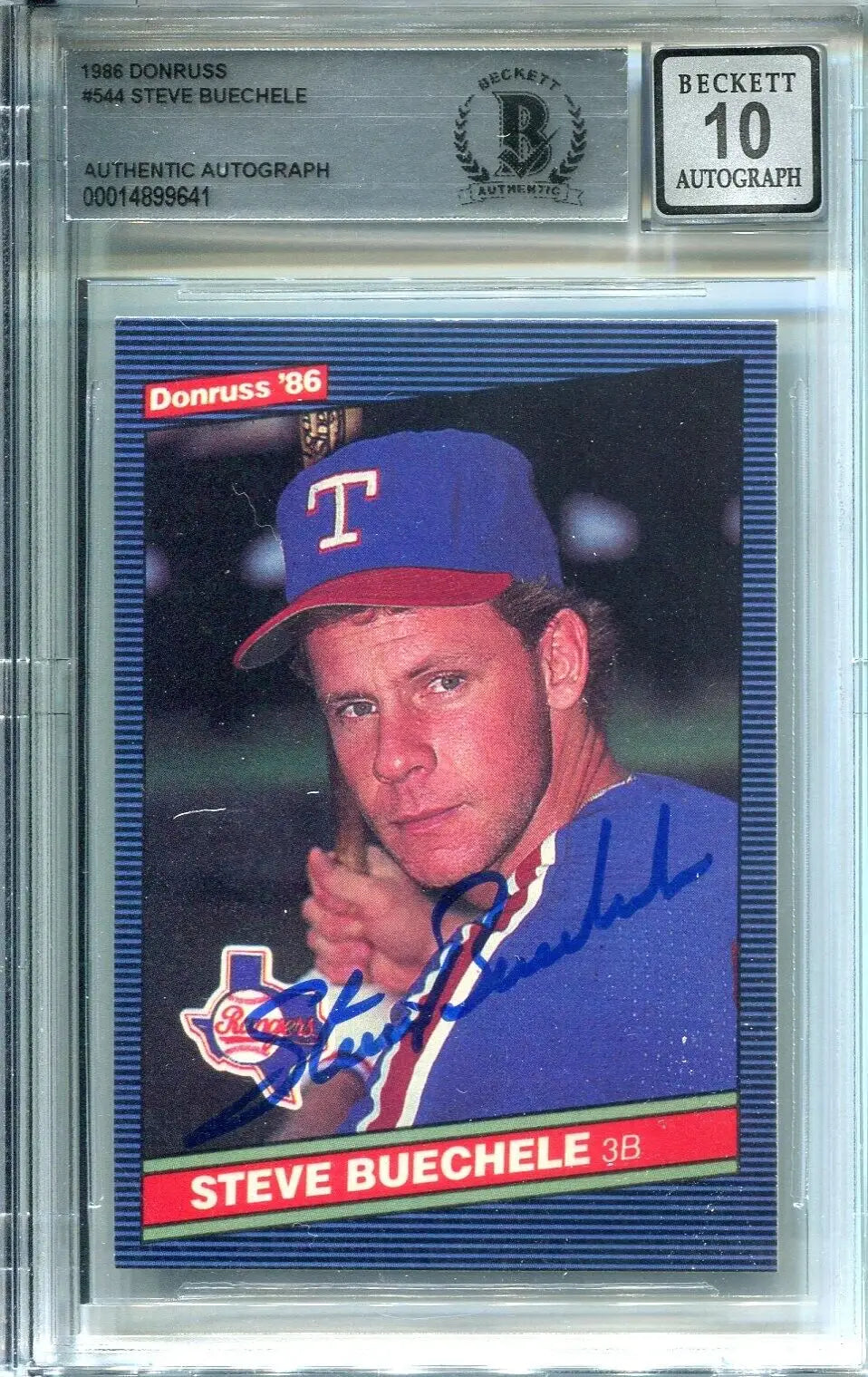 Graded Steve Buechele autographed baseball card from Texas Rangers AUTO BGS BAS 10