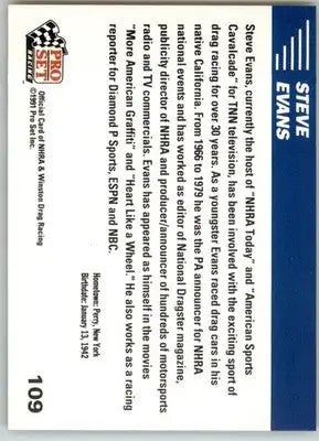 Steve Evans - 1991 Pro Set NHRA - #109 - Racing - Racing Card Single