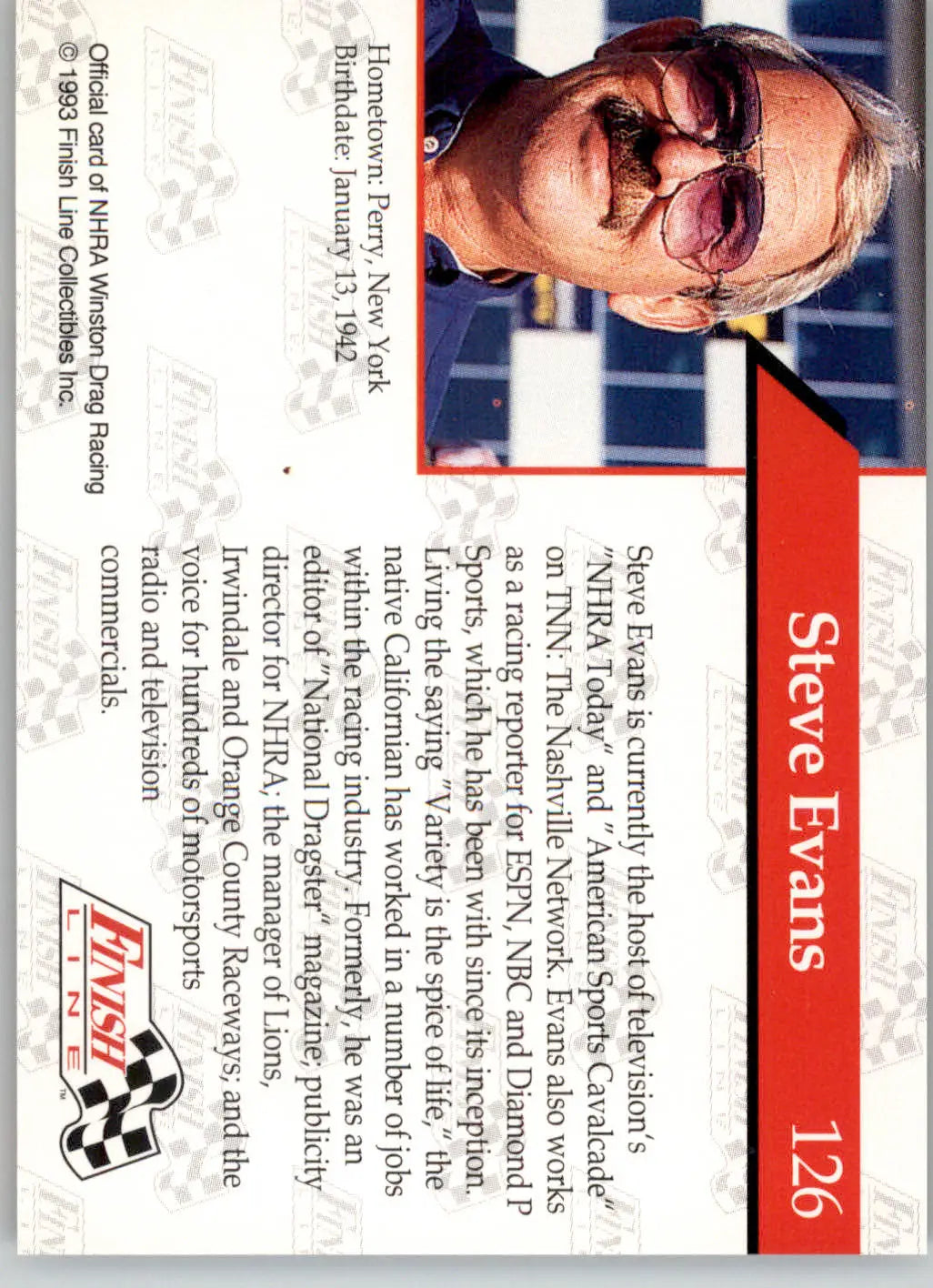 Steve Evans - 1993 Finish Line NHRA - #126 - Racing