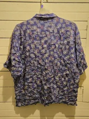 Steve Harvey Shirt Mens 3XL Blue Abstract Geometric Short Sleeve Button-Up - Apparel