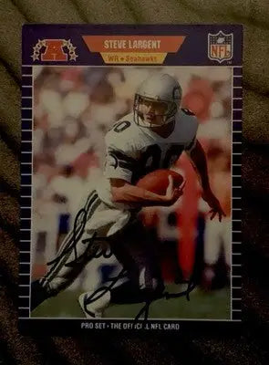 Signed Steve Largent football card from Pro Set featuring Seattle Seahawks auto and JSA COA