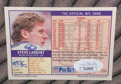 Steve Largent football card from Pro Set featuring Seattle Seahawks signed auto JSA COA