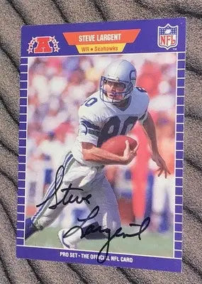 Signed Steve Largent football card from Pro Set featuring Seattle Seahawks legend