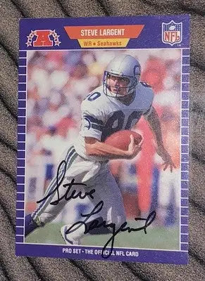 Signed Steve Largent football card from Pro Set featuring Seattle Seahawks Hall of Famer