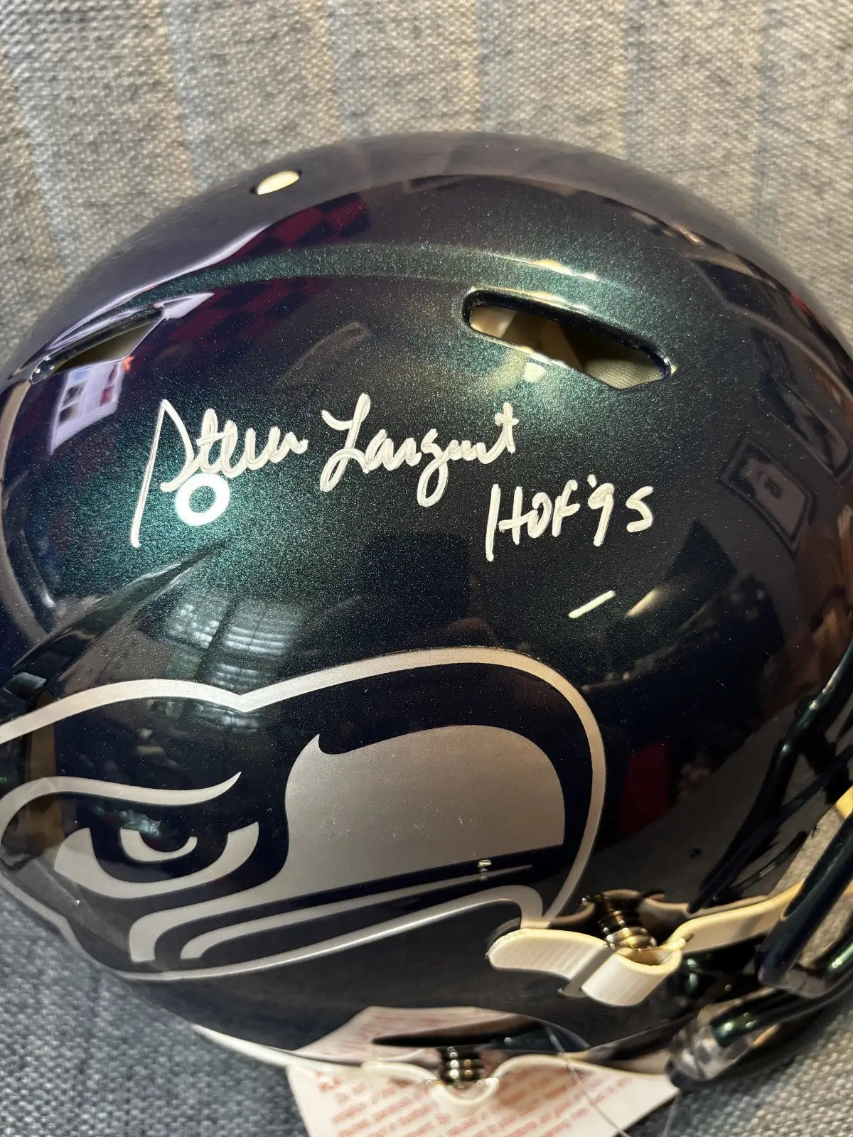 Steve Largent Signed Seahawks Full Size Authentic Speed Helmet HOF 95 Fanatics - Sports Memorabilia