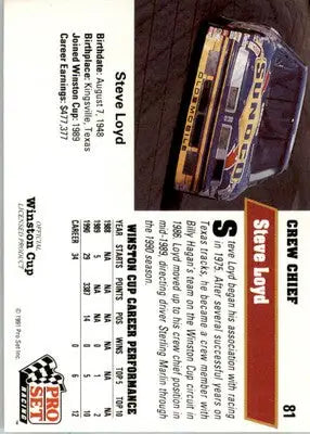 Steve Loyd - 1991 Pro Set - #81 - RC Racing - Racing Card Single