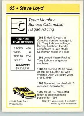 Steve Loyd - 1991 Traks - #65 - RC Racing - Racing Card Single