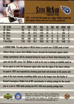 Steve McNair - 1999 Upper Deck Century Legends - #97 - Football - Football Card Single