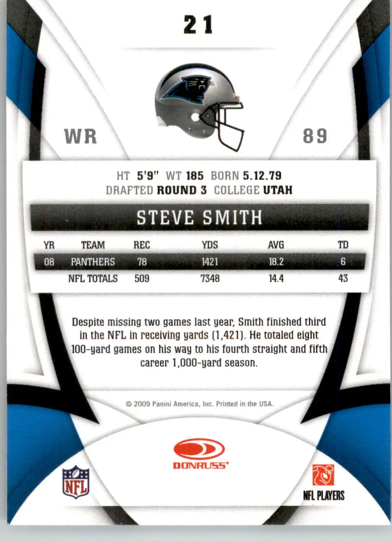 Steve Smith - 2009 Donruss Certified - #21 - Football - Football Card Single