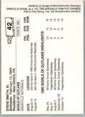 Steve Smith Sr. - 1990 World of Outlaws - #42 - Racing - Racing Card Single