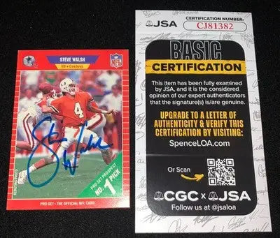 Steve Walsh 1989 Pro Set Rookie #491 JSA Certified Auto RC Dallas Cowboys - Football Card Single