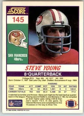 Steve Young - 1990 Score - #145 - Football - Football Card Single