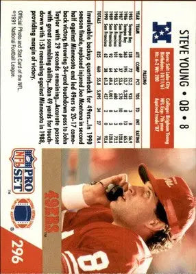 Steve Young - 1991 Pro Set - #296 - Football - Football Card Single