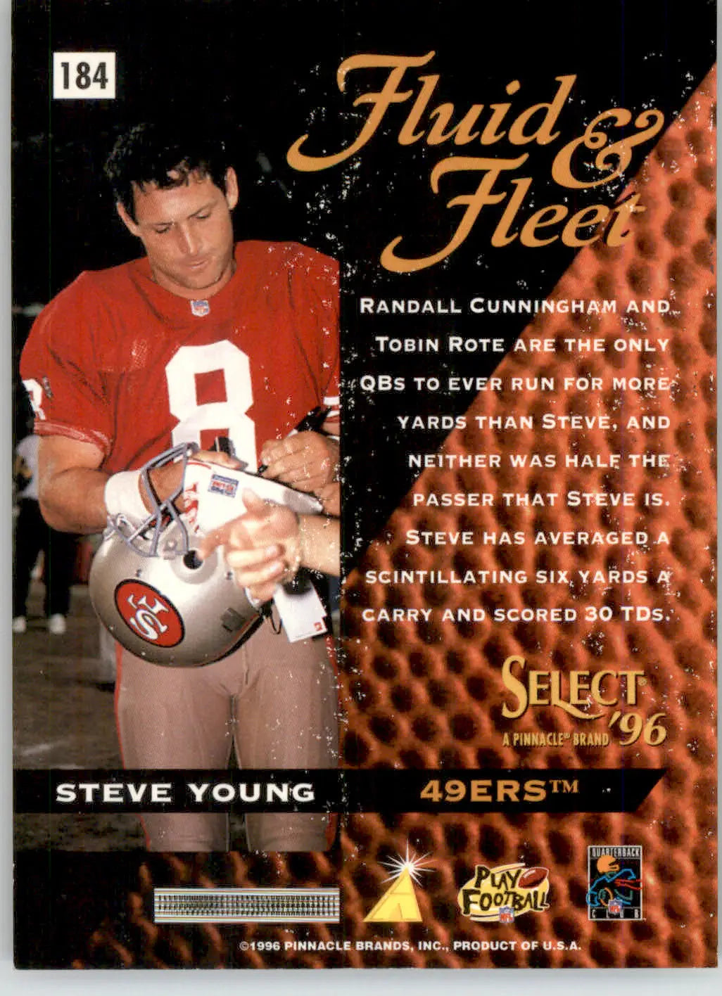 Steve Young - 1996 Select - #184 - Football - Football Card Single
