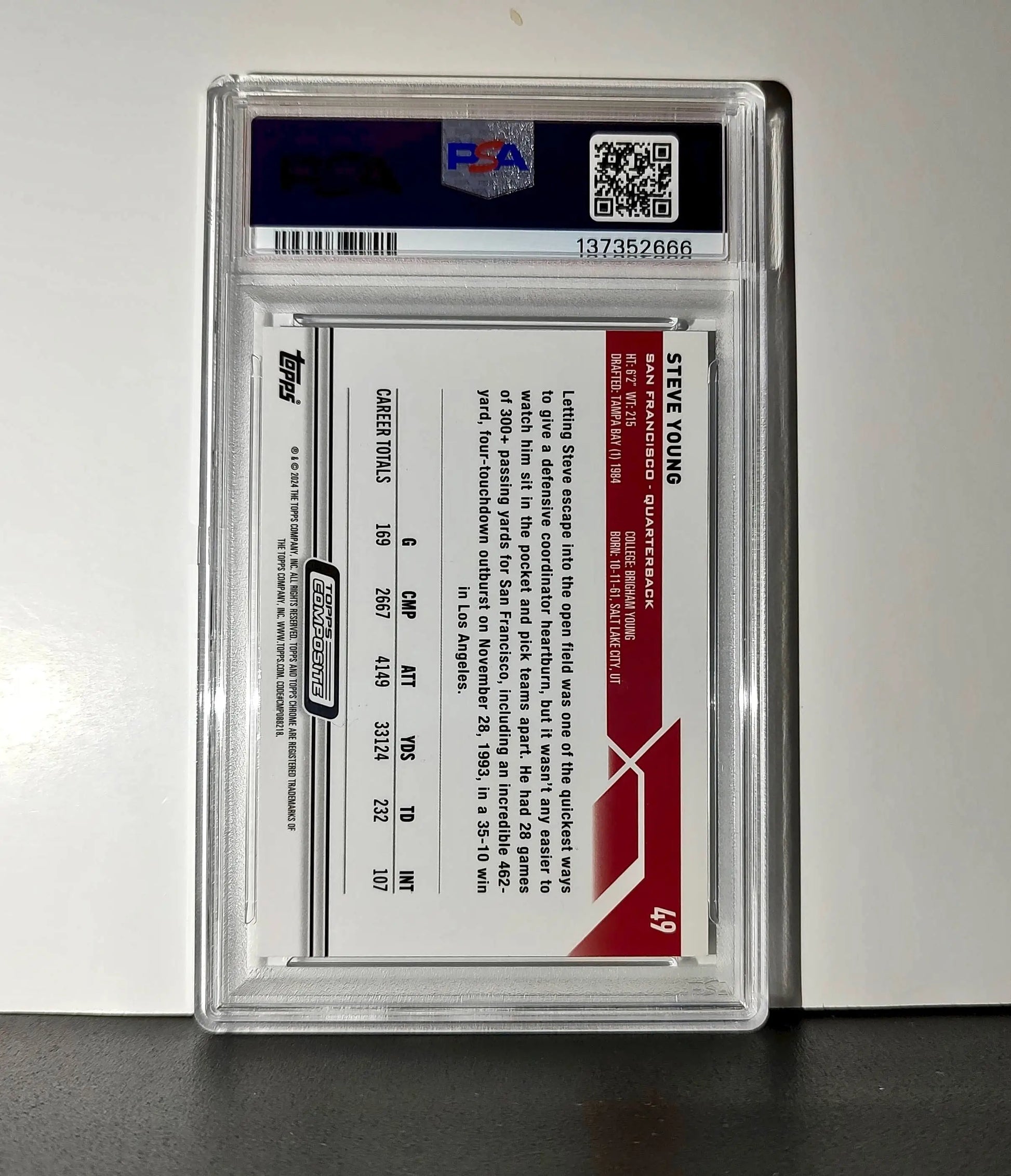 Steve Young 2023 Topps Chrome #49 Sepia Refractors PSA 9 Mint