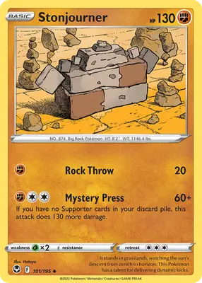 Stonjourner - Silver Tempest - 101/195 - Reverse Holo LP Pokemon - Pokémon Card Single