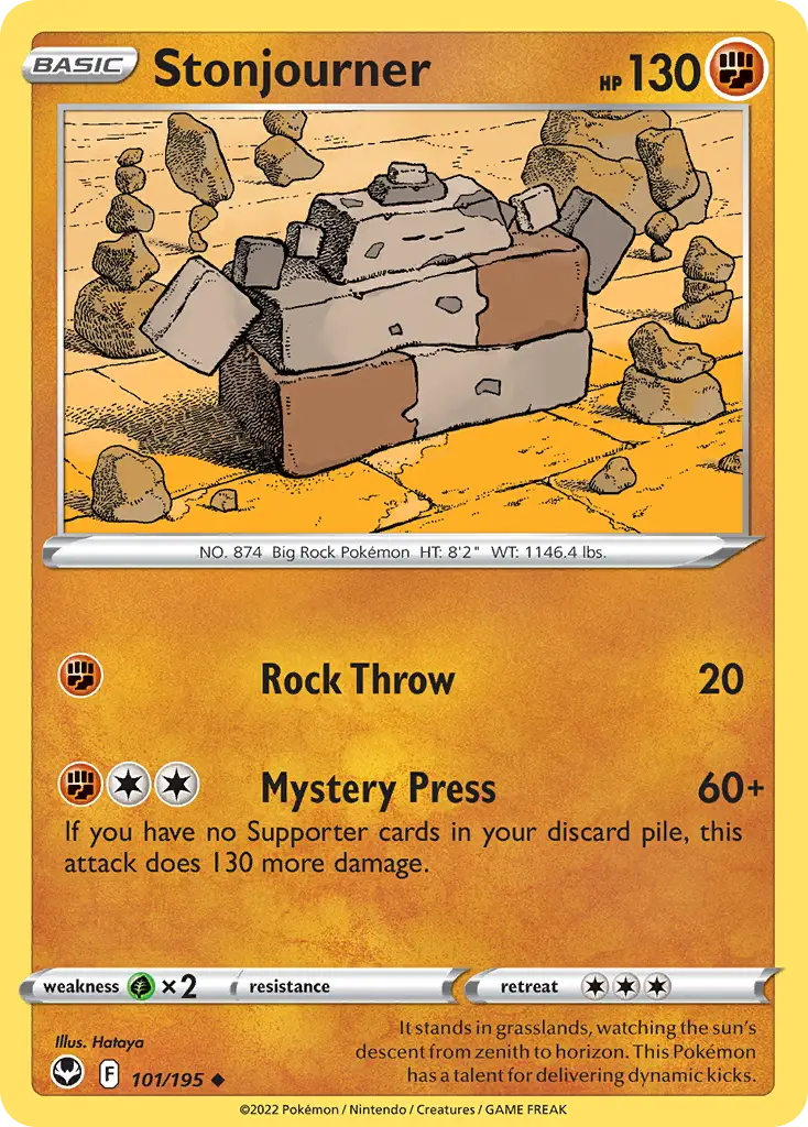Stonjourner - Silver Tempest - 101/195 - Reverse Holo LP Pokemon - Pokémon Card Single