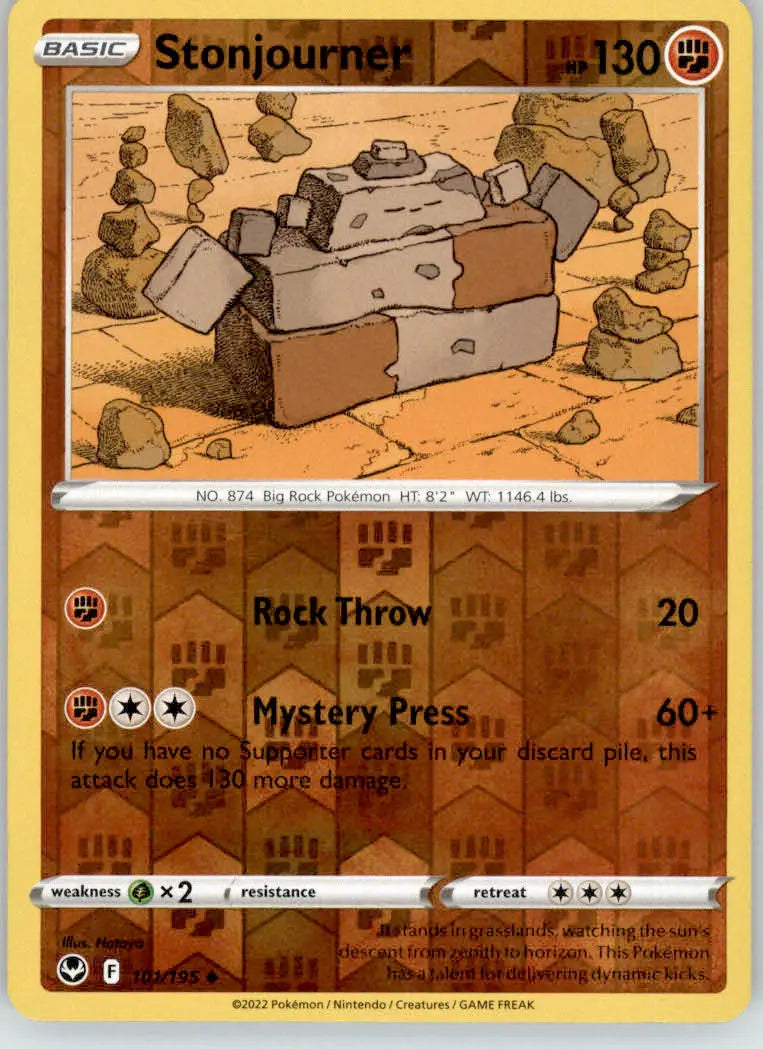 Stonjourner - Silver Tempest - 101/195 - Reverse Holo LP Pokemon - Pokémon Card Single