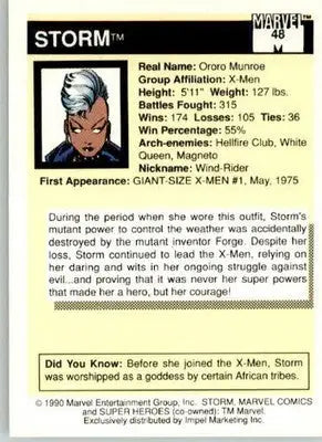 Storm - 1990 Impel Marvel Universe - #48 - Non_sport - Non-Sports Card Single
