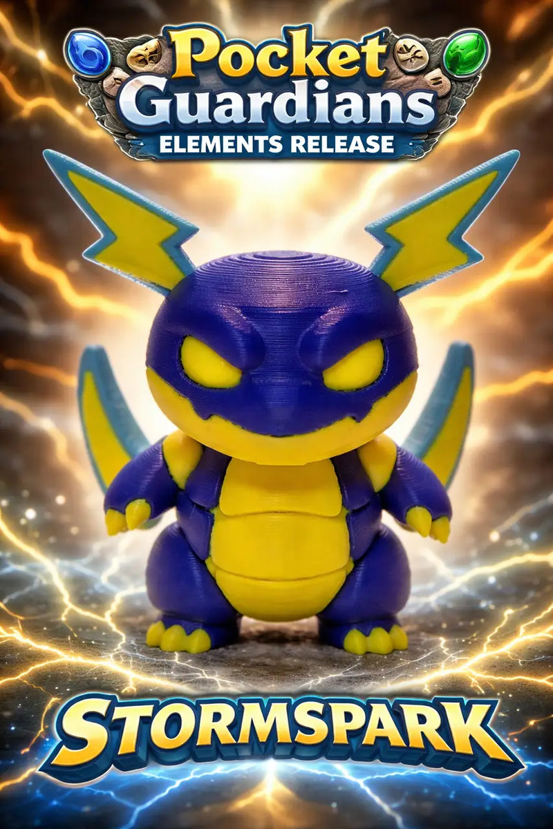 Stormspark Pocket Guardian Electric Dragon Articulated Fantasy Creature 3D