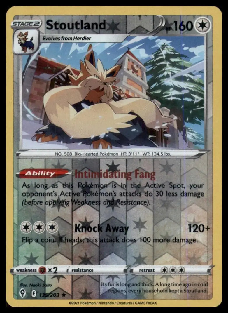 Stoutland 135/203 SWSH07: Evolving Skies Reverse Holo - Pokémon Card Single