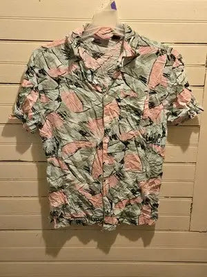 Stranger Things Shirt Mens L Short Sleeve Button Up Abstract Pastel Camp Collar - Apparel