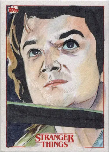 Portrait illustration of Mike Wheeler as a sketch card by Andrew Lopez for Stranger Things