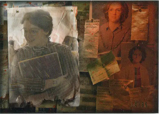 Collage of vintage women’s portraits and notes featured in Orange Parallel trading card design