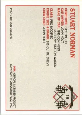 Stuart Norman - 1990 Checkered Flag IHRA - #19 - Racing - Racing Card Single