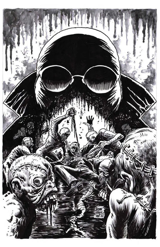Dark figure with sunglasses and grotesque creatures on Stuff Of Nightmares trading card cover