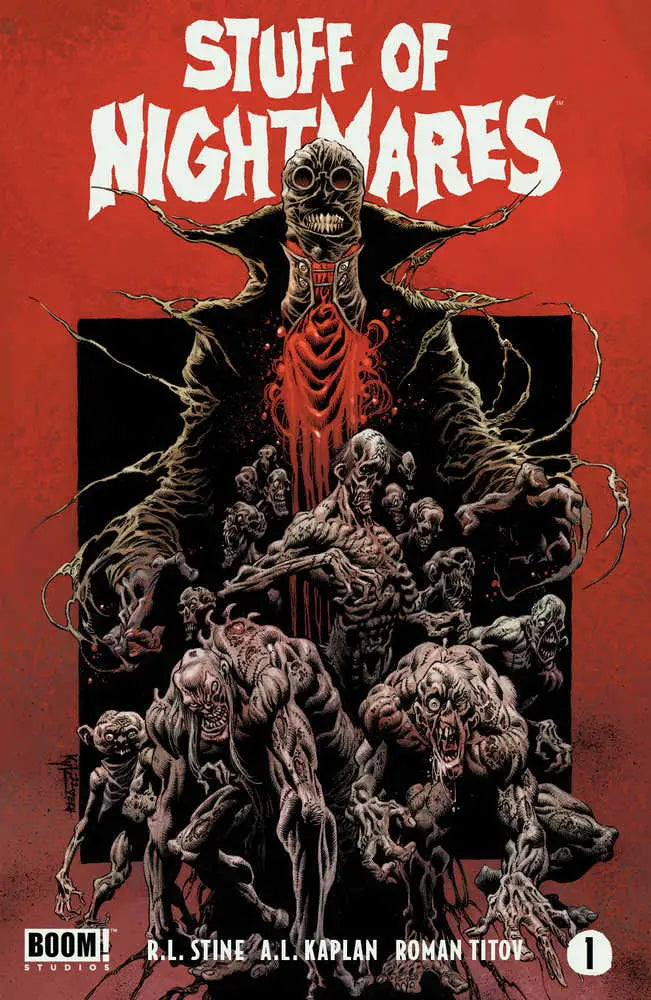 Horror comic book cover of Stuff Of Nightmares #1 with monstrous creatures and demonic figure