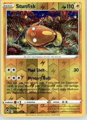Stunfisk - Silver Tempest - 055/195 - Reverse Holo LP Pokemon - Pokémon Card Single