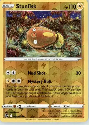 Stunfisk - SWSH12: Silver Tempest - Reverse Holo LP - #055/195 - Pokémon Card Single